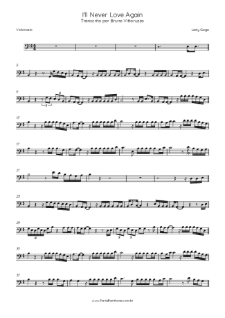 Lady Gaga I´ll Never Love Again score for Cello