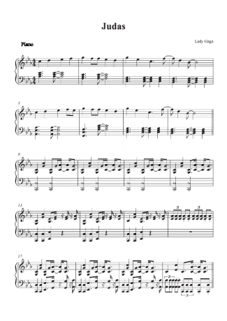Lady Gaga Judas score for Piano