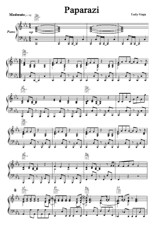 Lady Gaga  score for Piano