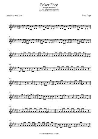 Lady Gaga Poker Face score for Alto Saxophone