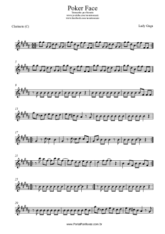 Lady Gaga  score for Clarinet (C)