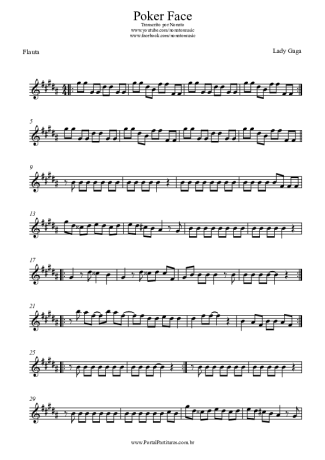 Lady Gaga Poker Face score for Flute