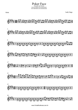 Lady Gaga Poker Face score for Harmonica