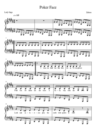 Lady Gaga  score for Piano