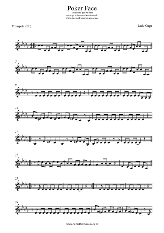 Lady Gaga Poker Face score for Trumpet