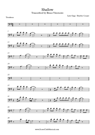 Lady Gaga Shallow score for Trombone