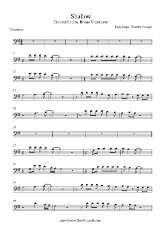 Lady Gaga Shallow score for Trombone