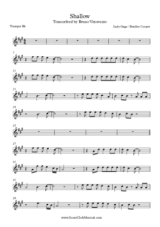 Lady Gaga Shallow score for Trumpet