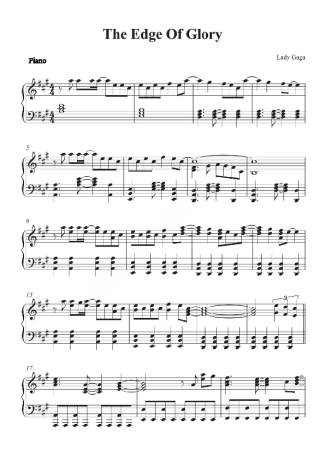 Lady Gaga The Edge Of Glory score for Piano