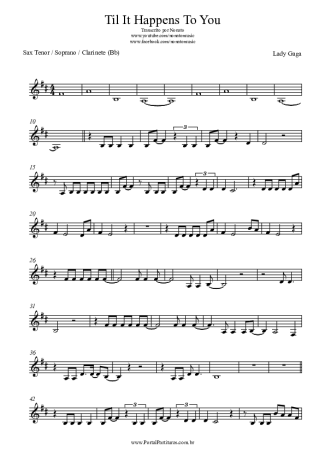 Lady Gaga Til It Happens To You score for Tenor Saxophone Soprano (Bb)