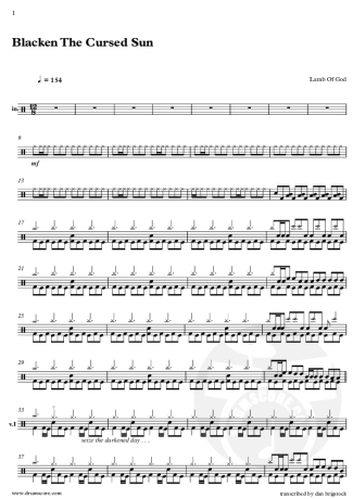 Lamb Of God  score for Drums