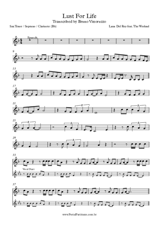 Lana Del Rey Lust For Life score for Clarinet (Bb)