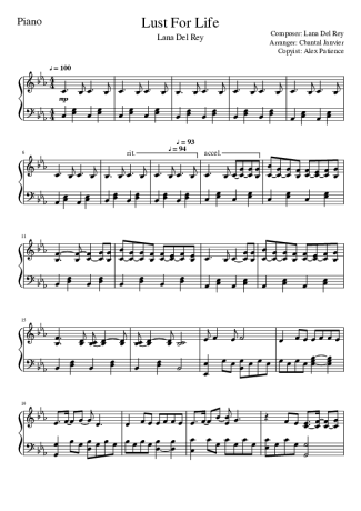 Lana Del Rey  score for Piano