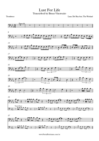Lana Del Rey Lust For Life score for Trombone