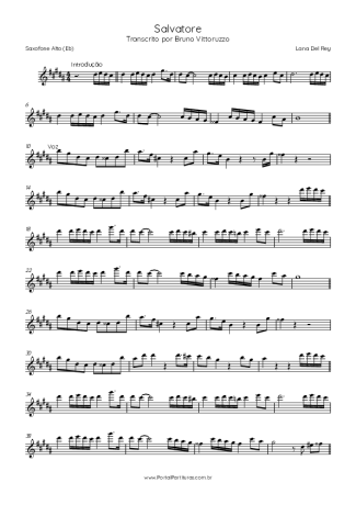 Lana Del Rey Salvatore score for Alto Saxophone