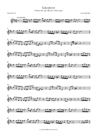 Lana Del Rey Salvatore score for Clarinet (C)
