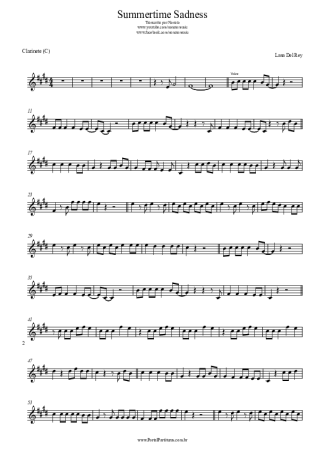 Lana Del Rey  score for Clarinet (C)