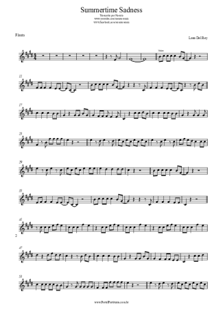 Lana Del Rey Summertime Sadness score for Flute