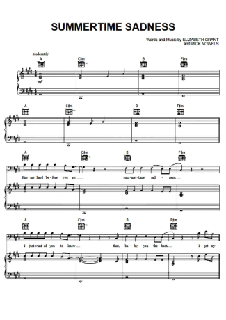 Lana Del Rey  score for Piano