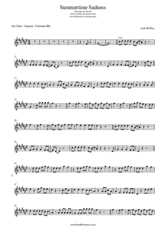 Lana Del Rey  score for Tenor Saxophone Soprano (Bb)