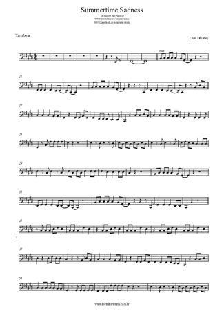 Lana Del Rey Summertime Sadness score for Trombone
