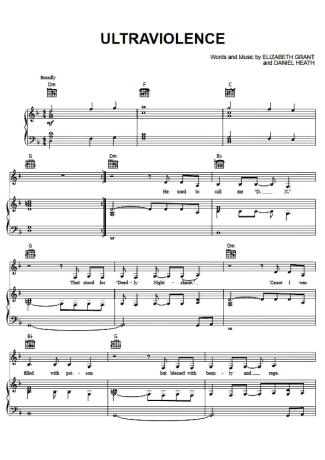 Lana Del Rey Ultraviolence score for Piano