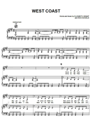 Lana Del Rey  score for Piano