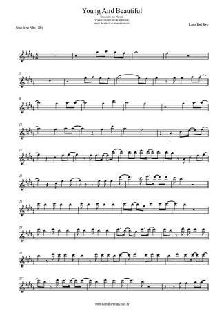 Lana Del Rey Young And Beautiful score for Alto Saxophone