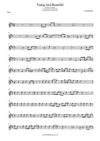 Lana Del Rey Young And Beautiful score for Harmonica