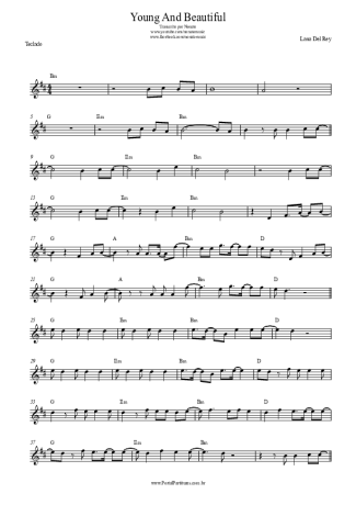 Lana Del Rey Young And Beautiful score for Keyboard