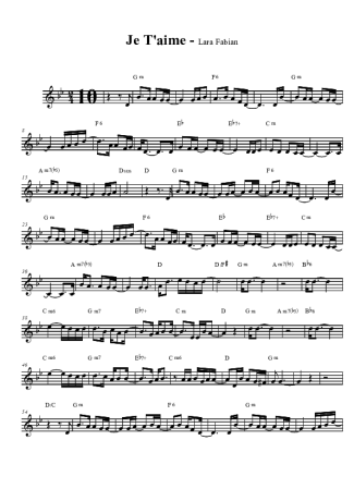 Lara Fabian Je T´aime score for Tenor Saxophone Soprano (Bb)