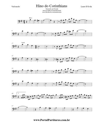 Lauro D'Ávila Hino do Corinthians score for Cello