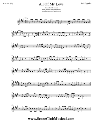 Led Zeppelin All My Love score for Alto Saxophone