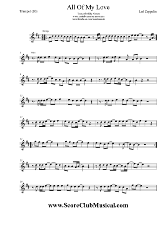Led Zeppelin All My Love score for Trumpet