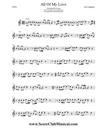 Led Zeppelin All My Love score for Violin