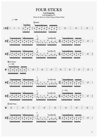 Led Zeppelin Four Sticks score for Drums