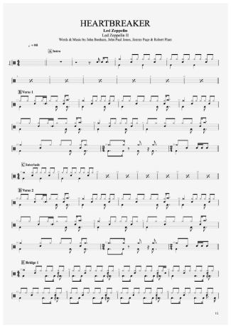 Led Zeppelin  score for Drums