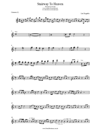 Led Zeppelin Stairway To Heaven score for Clarinet (C)