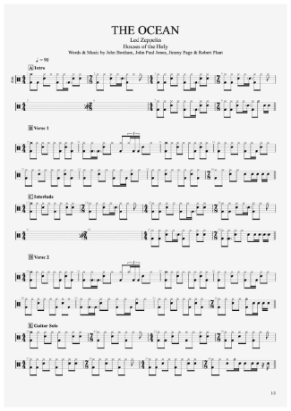 Led Zeppelin The Ocean score for Drums