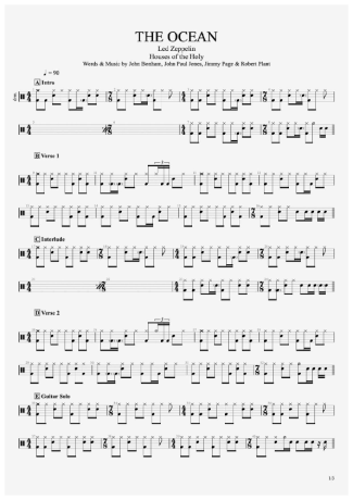 Led Zeppelin  score for Drums