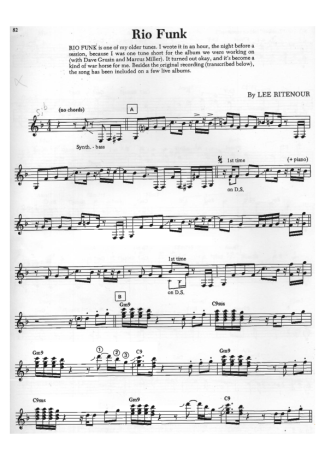 Lee Ritenour Rio Funk score for Guitar