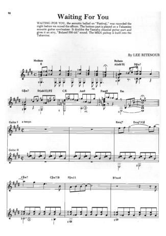 Lee Ritenour - Waiting For You - Sheet Music For Guitar