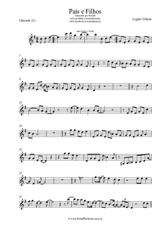 Legião Urbana Pais E Filhos score for Clarinet (C)