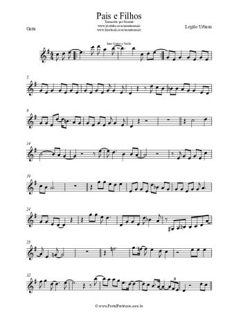 Legião Urbana Pais E Filhos score for Harmonica