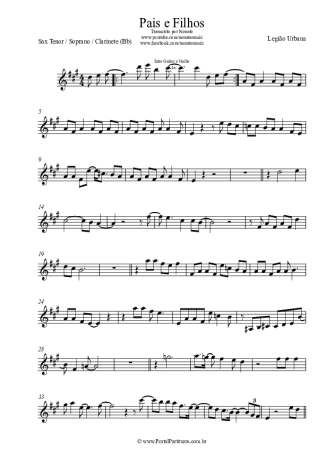 Legião Urbana  score for Tenor Saxophone Soprano (Bb)