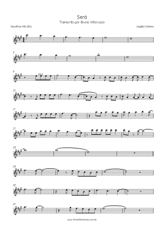 Legião Urbana  score for Alto Saxophone