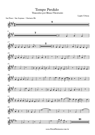 Legião Urbana  score for Tenor Saxophone Soprano (Bb)