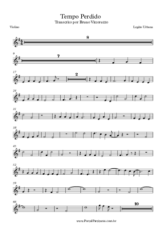 Legião Urbana Tempo Perdido score for Violin