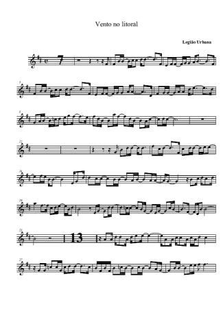 Legião Urbana Vento no Litoral score for Tenor Saxophone Soprano (Bb)