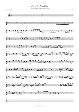 Leonardo Coração Bandido score for Clarinet (C)